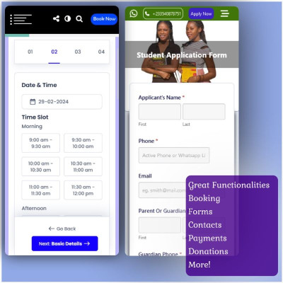 Cheap cost of website design in Ghana, Accra, Kumasi. website design with great functionalities @BuiltFound. Booking, Forms, Donations, Payments. etc